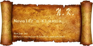 Nevelős Klaudia névjegykártya